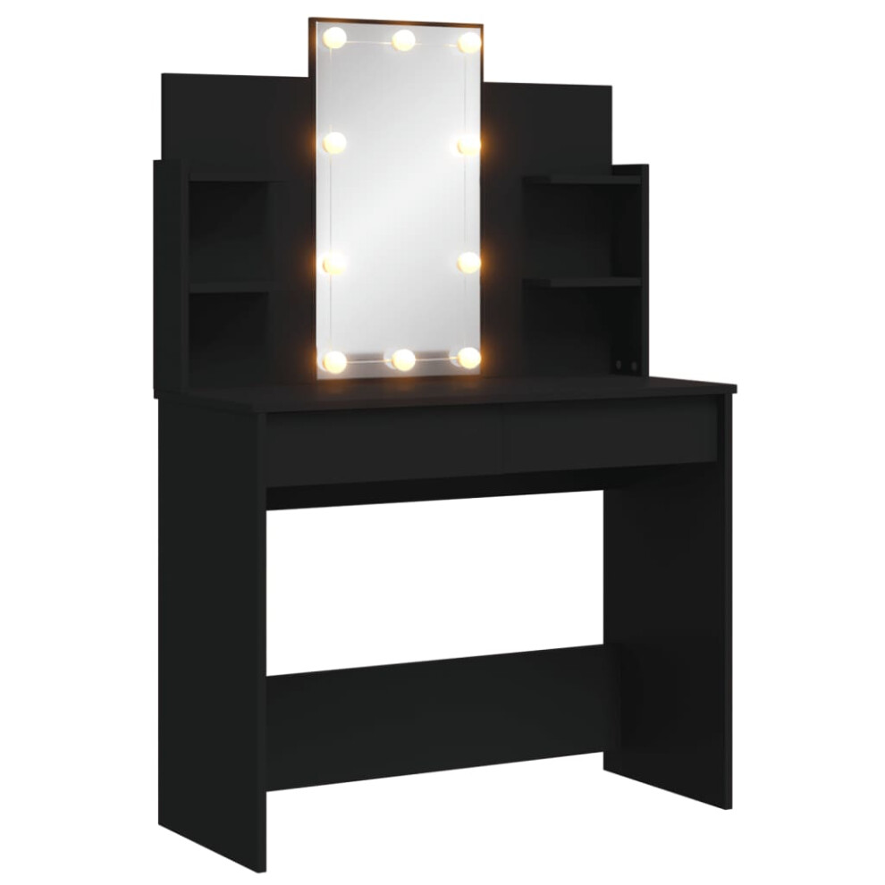 (black) vidaXL Dressing Table Makeup Vanity Desk Cosmetic Table with LED Lights Black