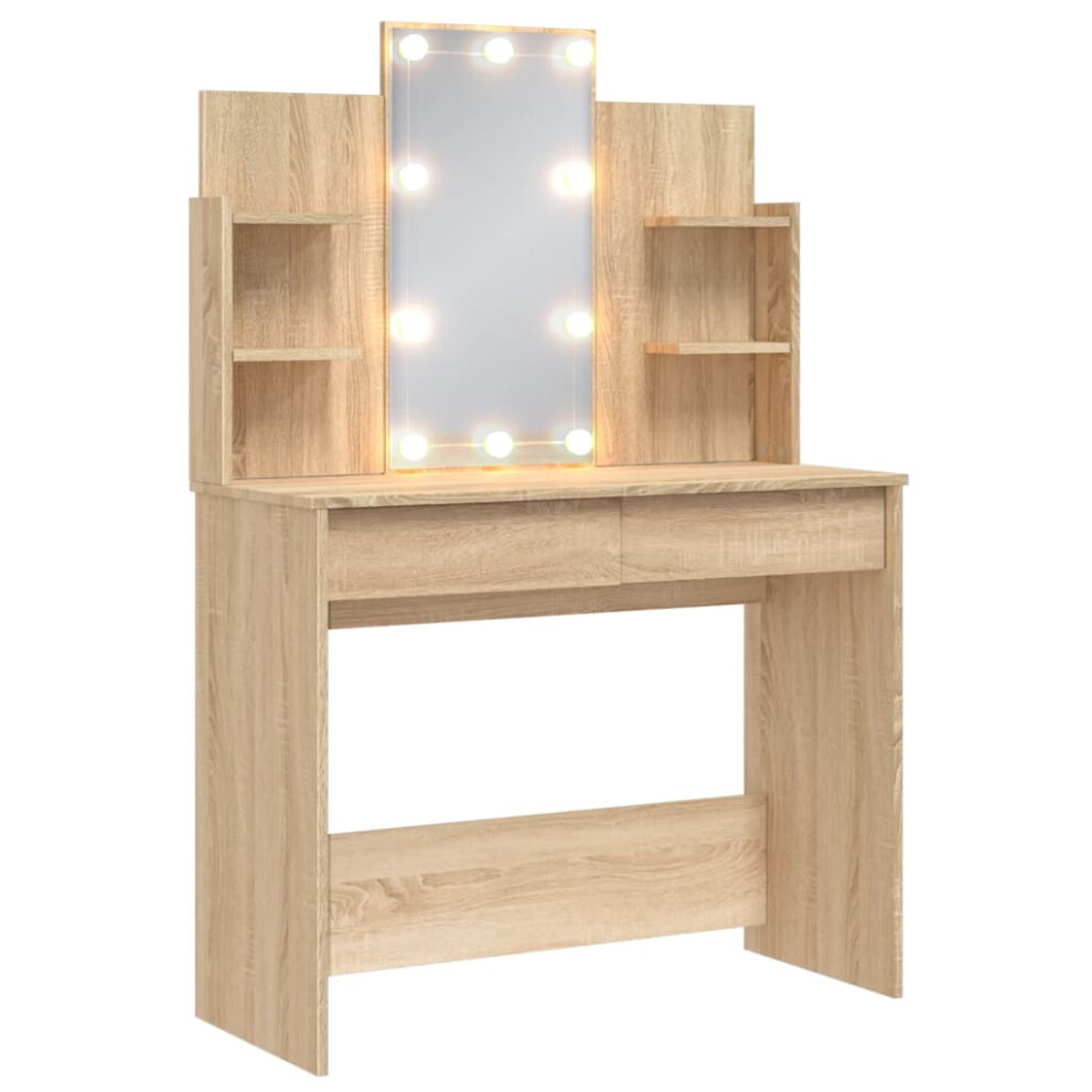 (high gloss white) vidaXL Dressing Table Makeup Vanity Desk Cosmetic Table with LED Lights Black