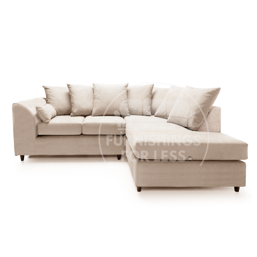 (Cream, Right Hand Corner) Casper Chenille Fabric Corner Sofa Range