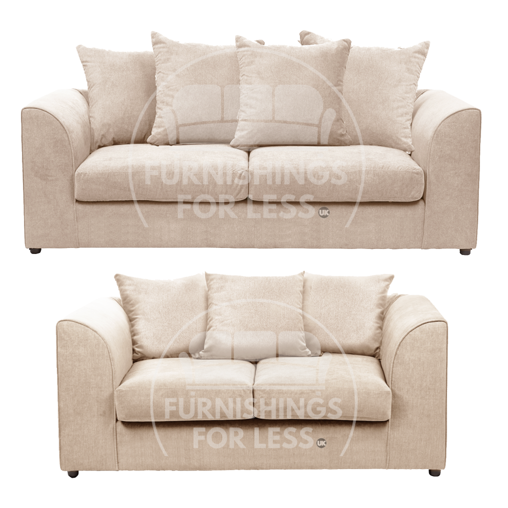 Furnishings For Less Uk (, 3 & 2 Seater Set) Casper Chenille Fabric Corner Sofa Range Cream