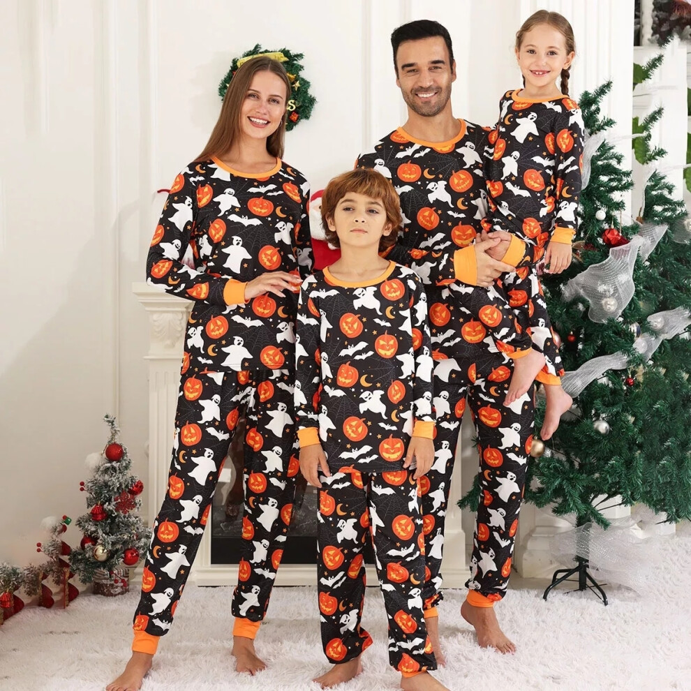 (Kids 4-5Y) Halloween Family Matching Pyjamas Set Adult Boys Girls Ghost Nightwear Pajamas