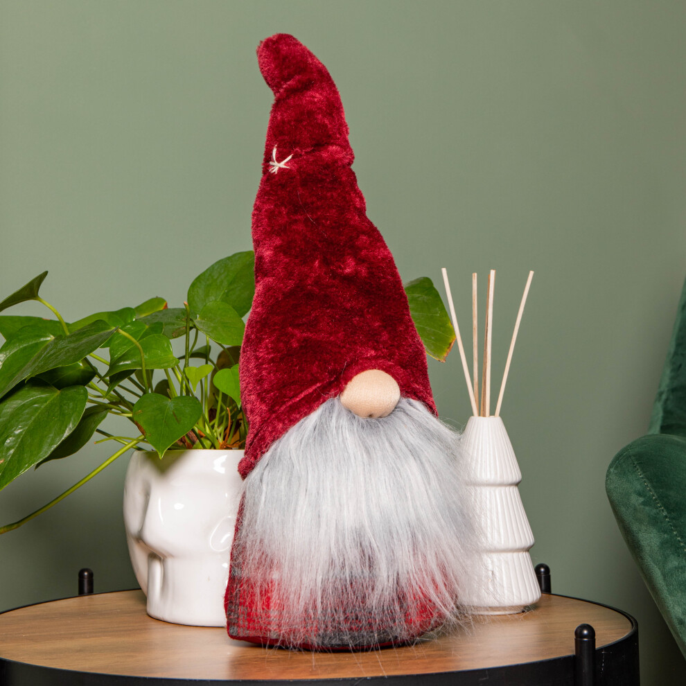 Festive Productions Ltd Red 48Cm Tartan Sitting Christmas Gonk With Snowflake Hat