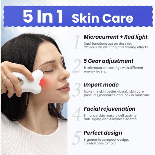 Chronus Microcurrent Red Light Facial Device, Skin Lifting USB White 1