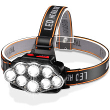 Chronus LED Rechargeable, High Lumen Bright Head Lamp with 8 LED, USB Headlight, 4 Mode IPX4 Waterproof Head Flashlight for Outdoor Running Hunting