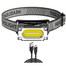 Rechargeable LED Headlamp, 1200 Lumens, IPX6 Waterproof, 6 Modes with Digital Power Indicator, Suitable for Outdoor Camping, Running, Cycling(Black)