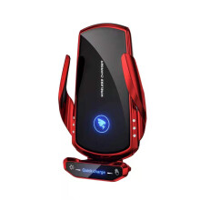 Wireless Car Charger 15W Qi Charger Fast Charger Touch Screen for iPhone, Samsung, etc. Car Phone Holder 360 Rotation(Red)