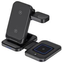 Telefone Celular Relógio Inteligente Estação de Carregamento Sem Fio Suporte Doca 3 em 1 Usb Adaptador de Alimentação de Controle de Luz Amb