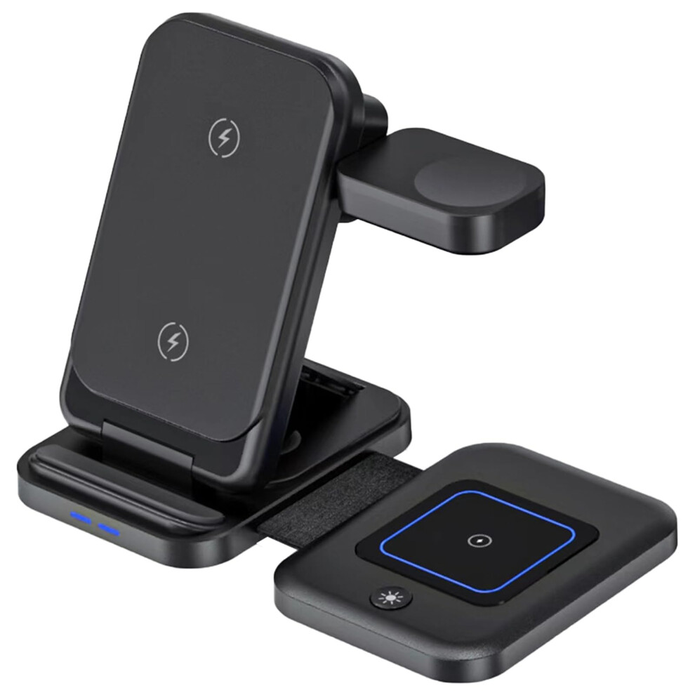 Photos - Other for Mobile Chronus Cell Phone Smart Watch Wireless Charging Station Stand Dock Holder 3 in 1 USB Ambient Light Control Power Adapter(Bl