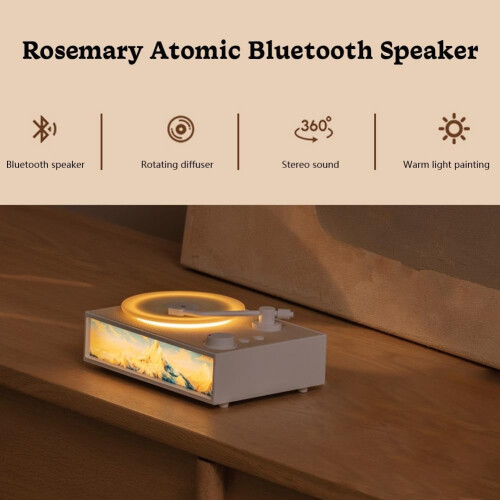 Enceinte Bluetooth portable avec diffuseur de parfum léger, forme de bûche rétro, blanc et noir 1