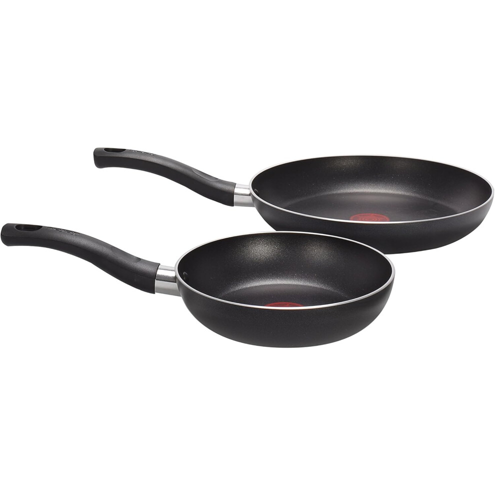 Tefal Taste Twin Pack, Aluminium Frying Pans, Pan Set, Pans 20 cm and 28 cm diameter, Non-Stick, Black, Pack of 2, B189S244