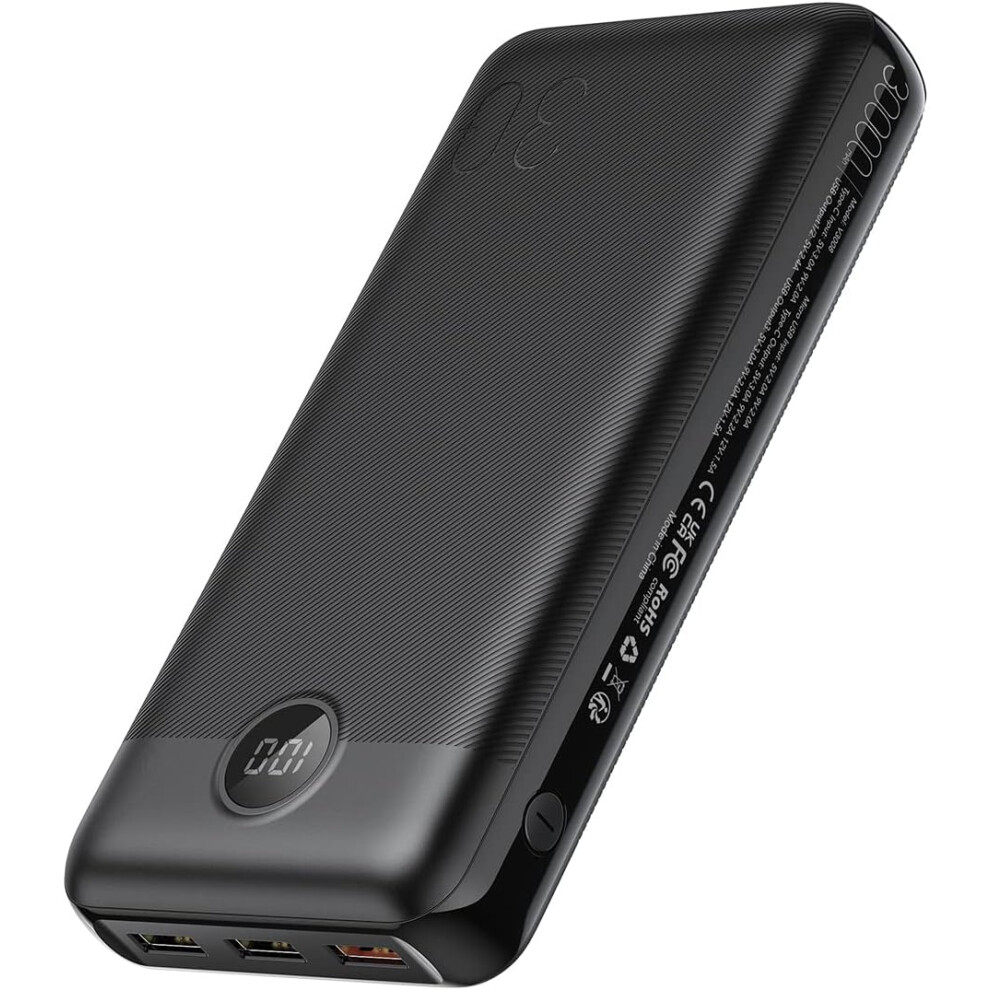 VEGER Power Bank 30000mAh, 20W Fast Charging PD 18W QC 3.0 USB C Battery Pack Portable Charger with 4 Outputs