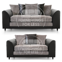 (Black & Grey, 3 & 2 Seater Set) Luca Scatter Back 3 & 2 Seater Sofa Set 2 Colours