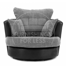 (Black & Grey, Swivel Chair) Luca Scatter Back 3 & 2 Seater Sofa Set 2 Colours