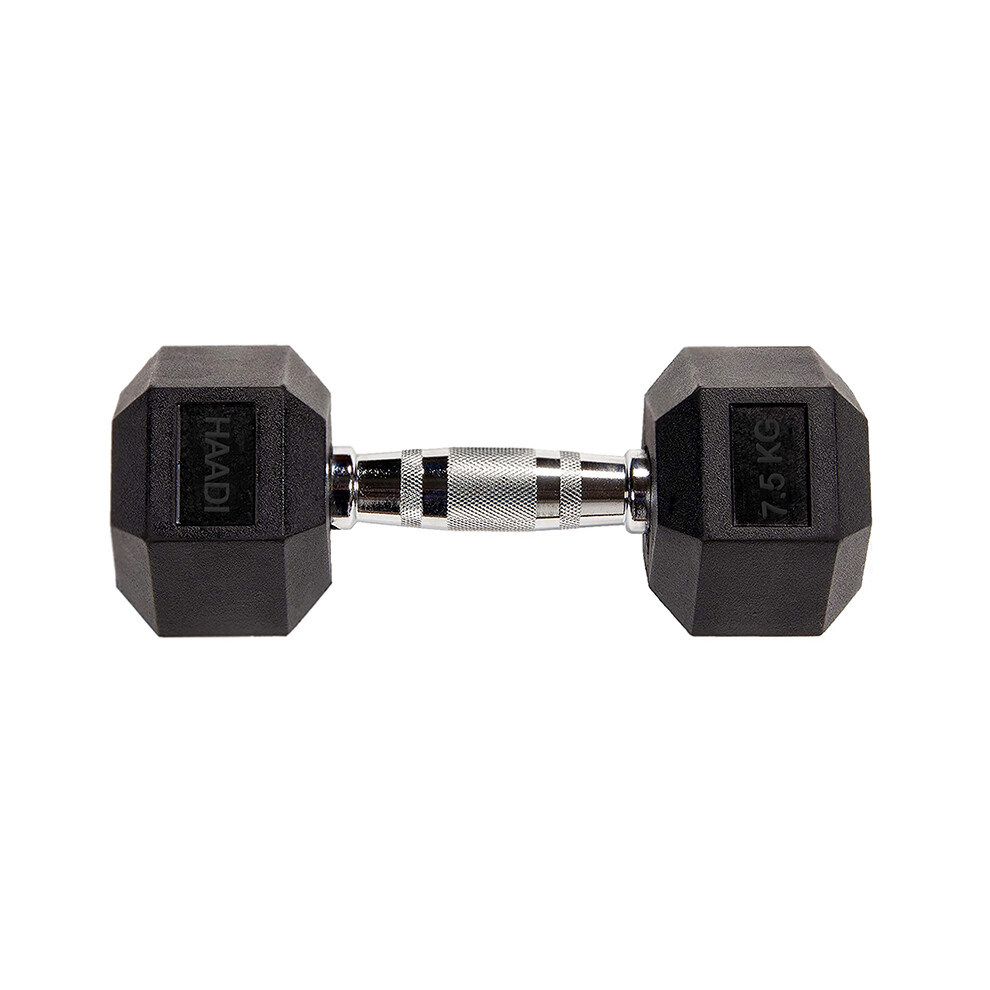 (7.5KG Single) Hex Dumbbell Rubber Weight From 5.0 KG to 25 KG