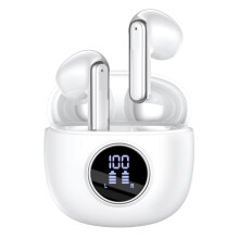 (White) Y20 Dual Mic Noise Cancelling Earbuds TWS Wireless LED Power Display Headphones HiFi Stereo Bluetooth 5.3 Earbuds