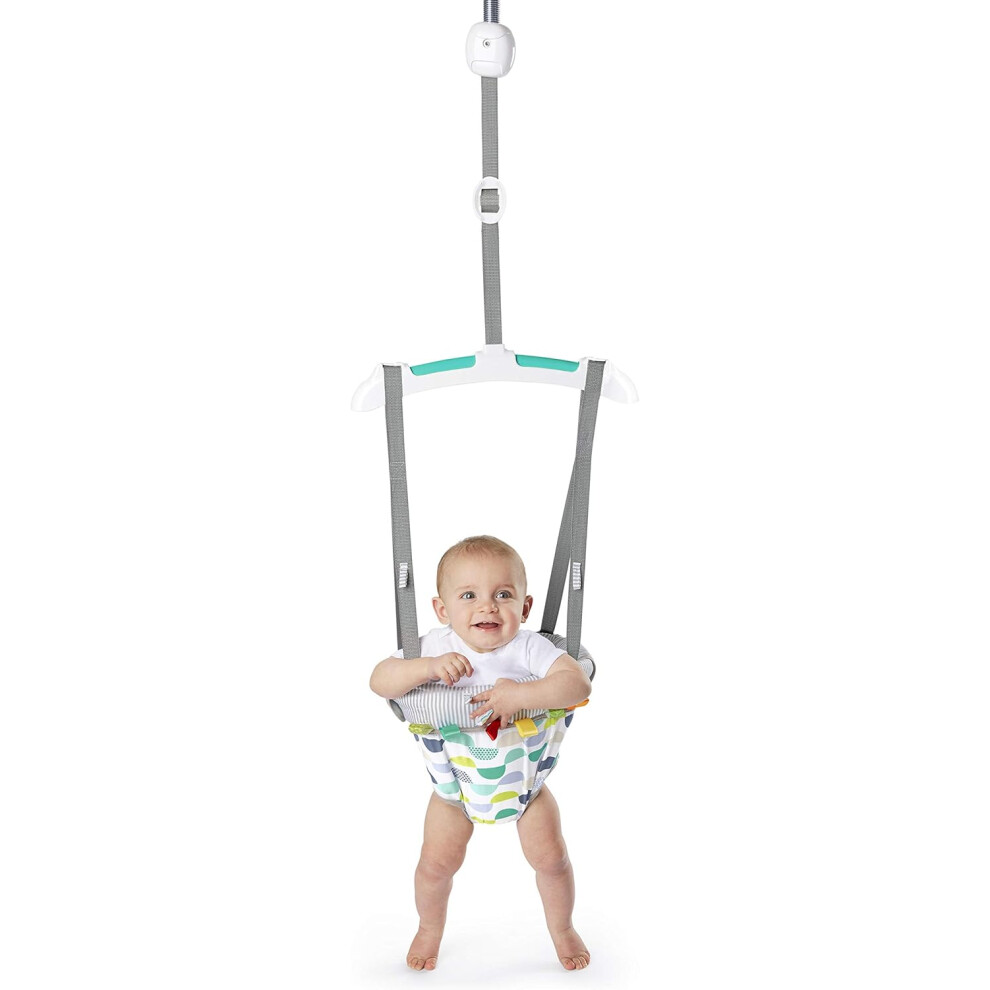 Bright Starts, Door Jumper & Bouncer - Playful Parade with Padded Seat & Taggie Tags, Door Frame Clamp, Adjustable Strap
