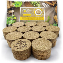 The Garden Gecko Invisible Pot feet for outdoor plant pots and flowers solid agglomerated cork, large-grain pot risers | 24 PACK | Cork
