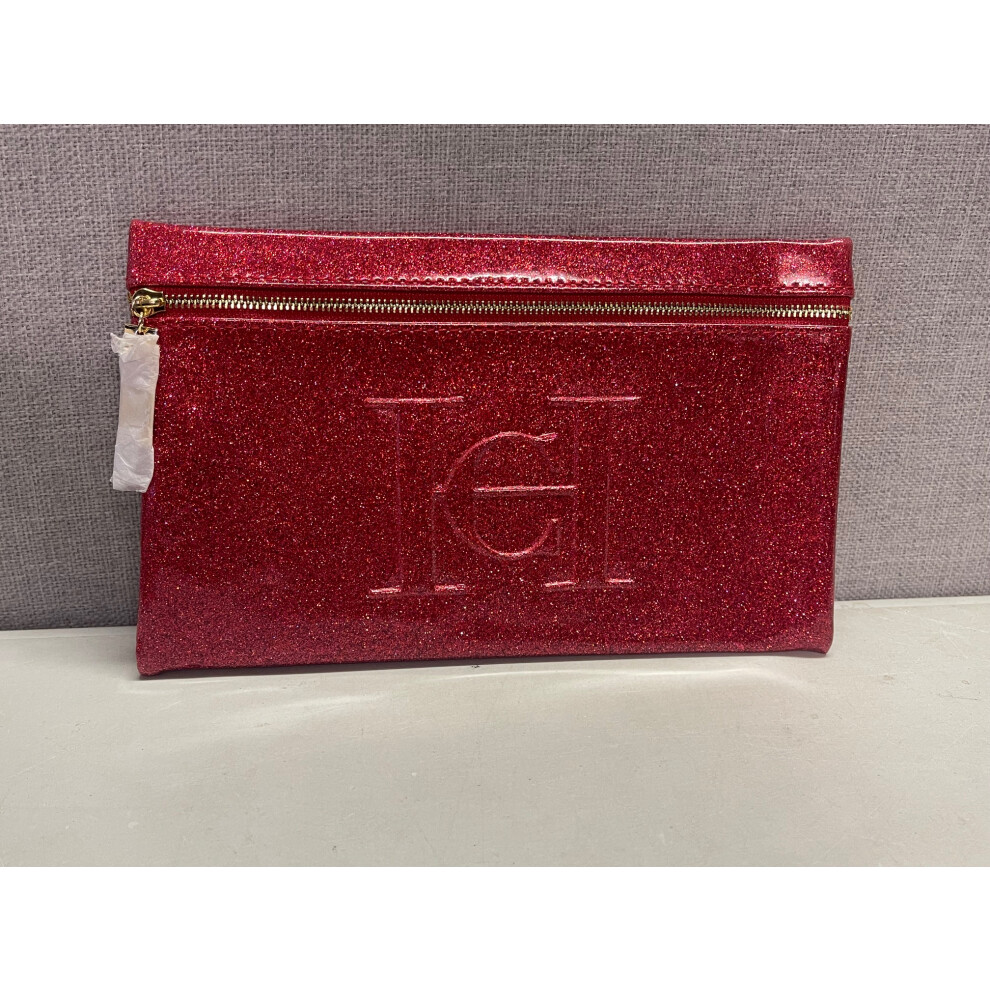 Carolina Herrera Brick Red Clutch Bag Good Girl Glossy Patent Makeup Pouch
