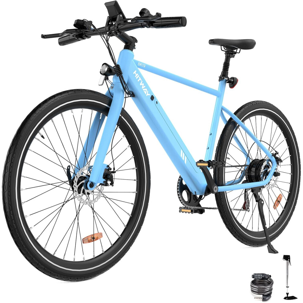 (BLUE) Hitway BK19 700C Electric Bike 36V,12Ah Removable Battery 7 Speed range 40-80Km