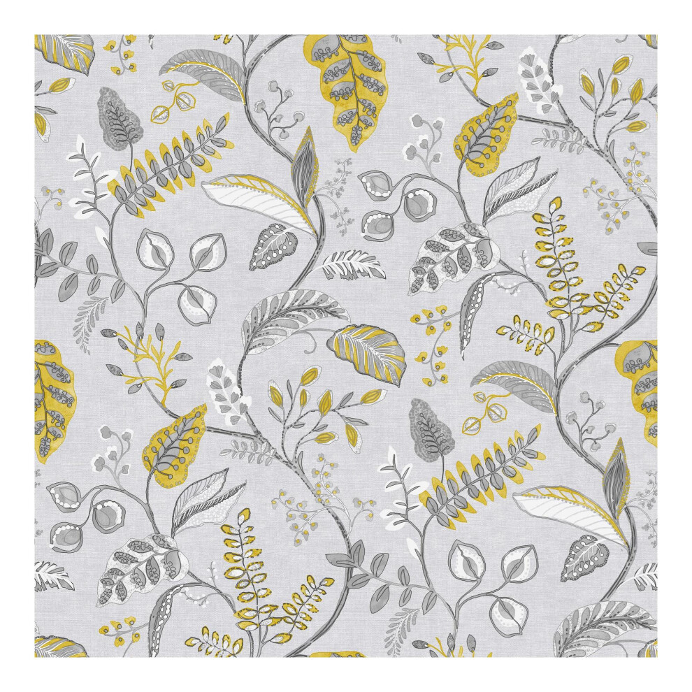 Superfresco Easy Kellie Yellow and Grey Floral Wallpaper