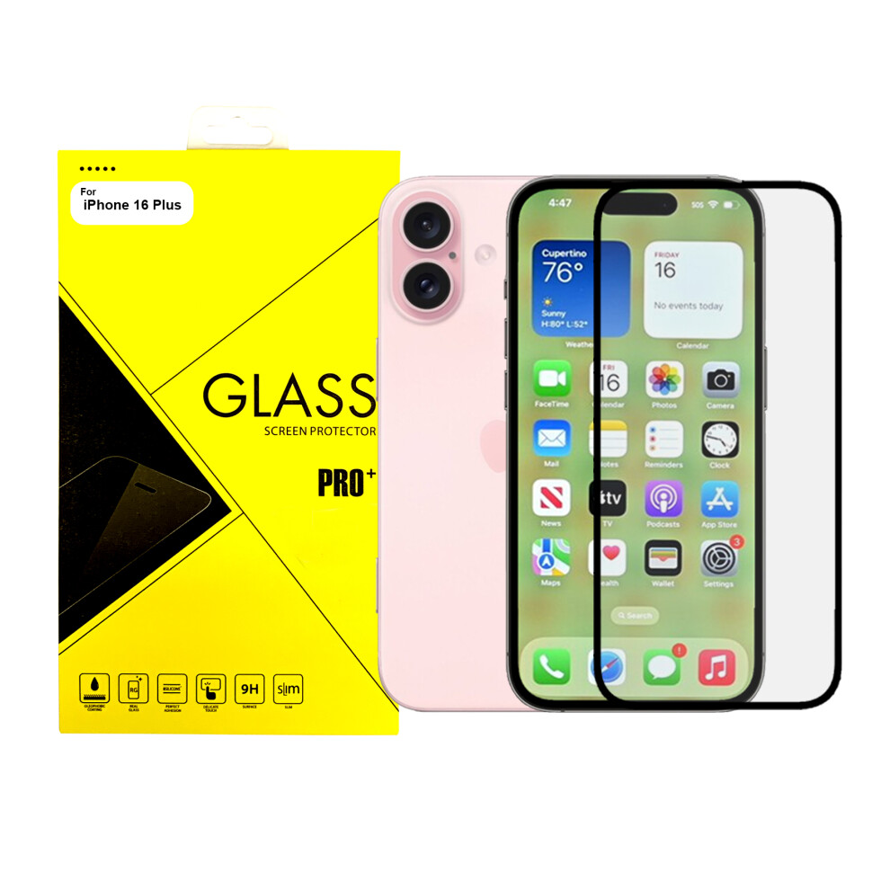 Generic Sold By Gadget Mob For Apple Iphone 16 Plus Full Cover Tempered Glass Screen Protector