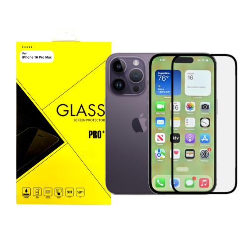 For Apple iPhone 16 Pro Max Full Cover Tempered Glass Screen Protector