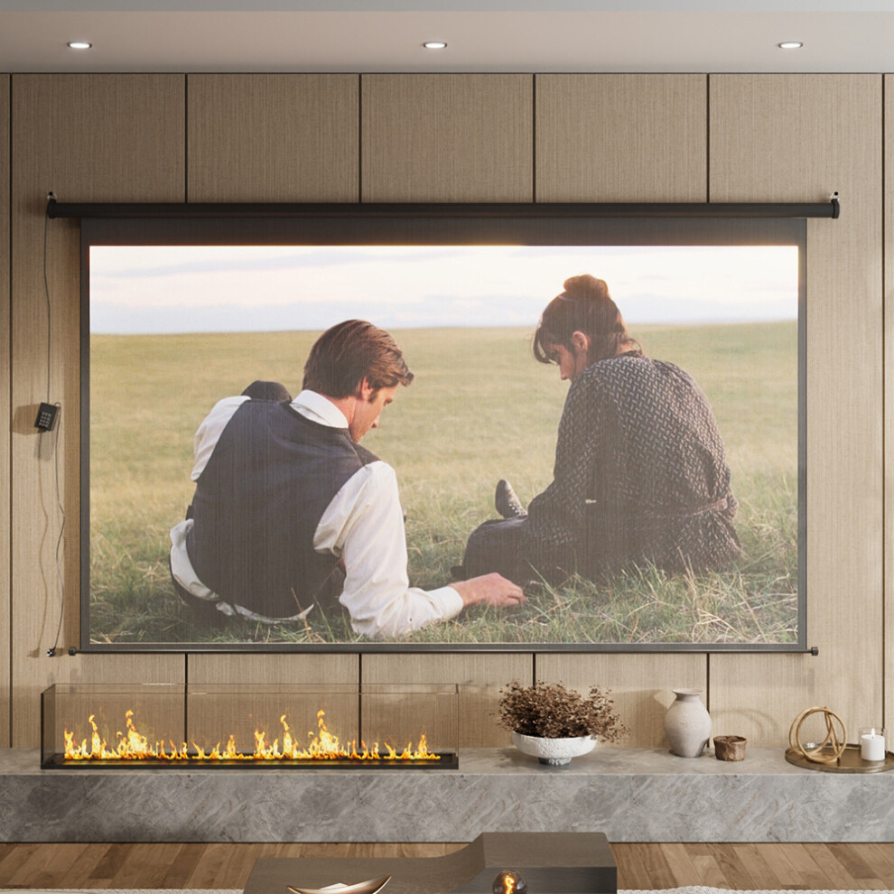 (Black) 16:9 Electric Motorized Projector Screen with Remote, 100