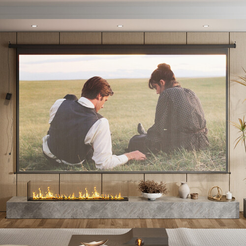 Living And Home (Black) 16:9 Electric Motorized Projector Screen with Remote, 120" 2