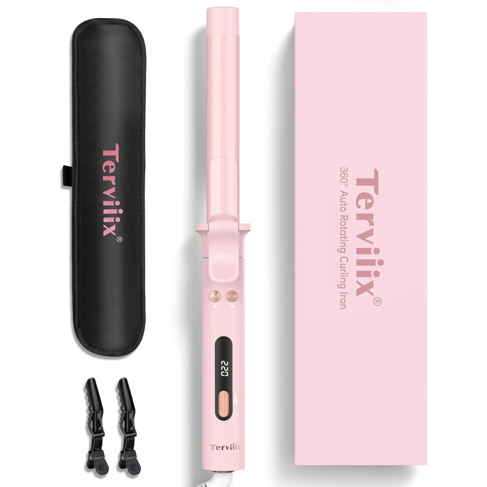 Revolutionary self-twisting curling iron - professional curling iron for long hair, 25 mm ceramic barrel, infused with argan oil and keratin protein