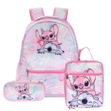 (01, 1pcs Backpack) Lilo Stitch Angel 3D Backpack Kids Boys Girls School Bag Lunch Bag Pencil Case