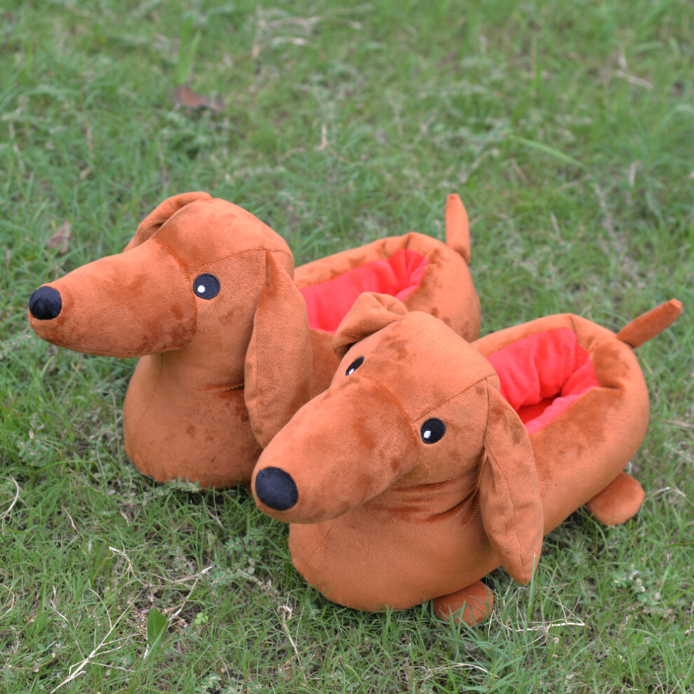Dachshund Plush Slippers Thick Warm Cartoon Dog Cotton Shoes For Winter Bedroom