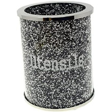 Black Silver Sparkle Crushed Diamond Utensil Jar Ornament 16x13 cm