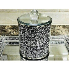 Black Diamond Crushed Biscuit Canister, Tin Kitchen Storage 22cm