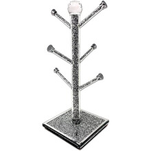 Crushed Diamond Cup Holder 40cm, Silver Glass Sparkle, Home Decoration
