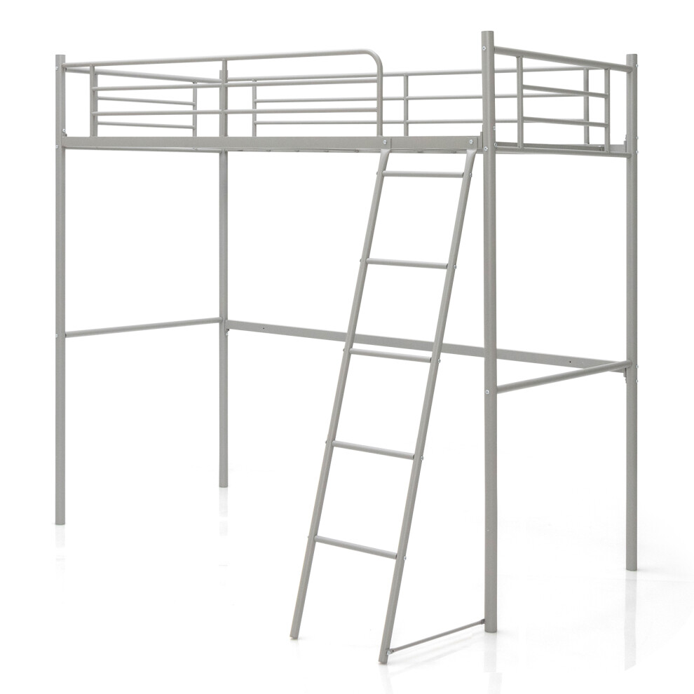 3.5FT Metal Loft Bed Frame Single Bunk Bed Desk Cabin Bed High Sleeper