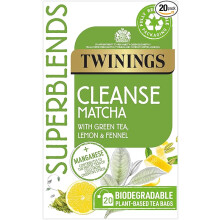Twinings Superblends Cleanse Tea - Green Tea Herbal infusion with Matcha, Lemon & Fennel Seeds with Manganese- 20 Biodegradable Tea Bags