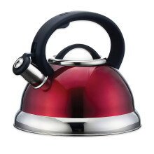 (Red) 2.7L Whistling Kettle Stovetop Stainless Steel Cordless Gas Induction Hob Teapot