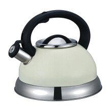 (Cream) 2.7L Whistling Kettle Stovetop Stainless Steel Cordless Gas Induction Hob Teapot