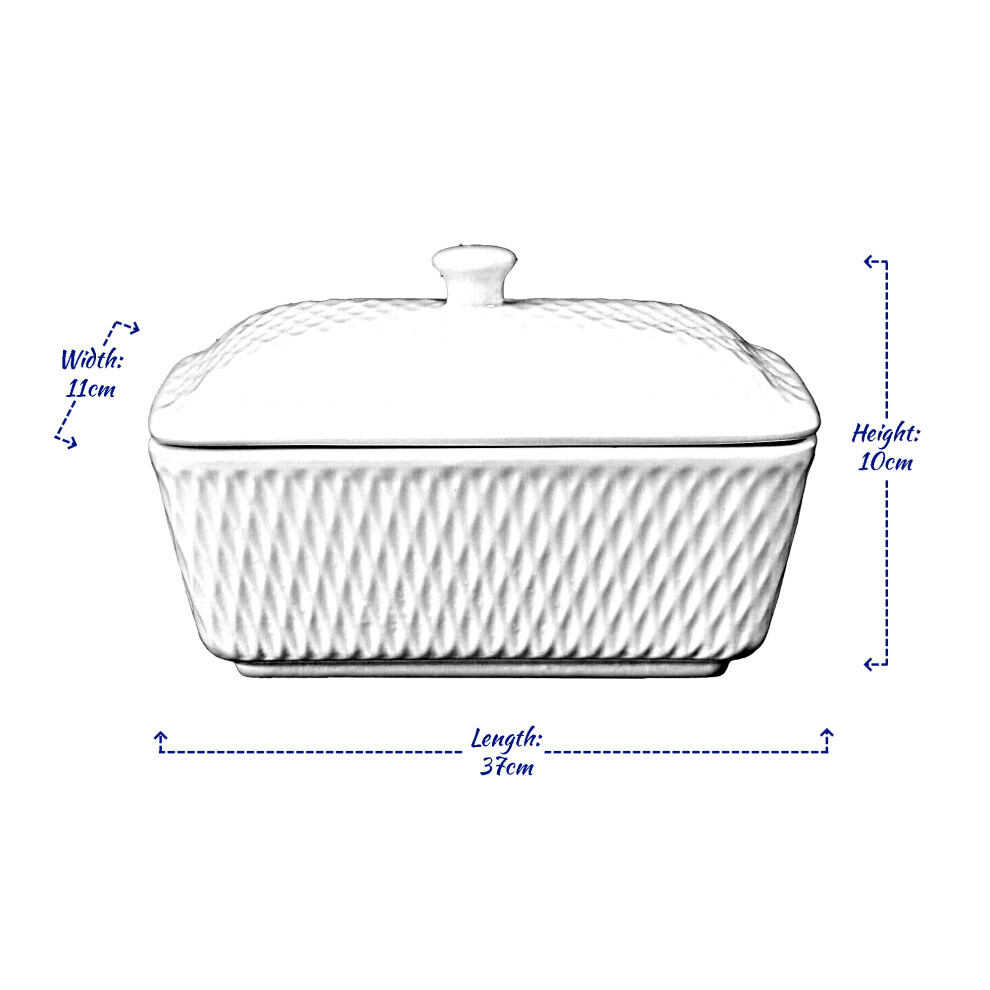 Porcelain Butter Dish with Lid White Butter Storage Container Kitchen
