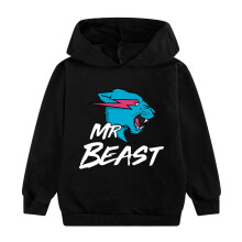 (150cm, Red) Kids Teens Boys Girls Mr Beast Lightning Cat Print Hoody Sweatshirt Hoodies Hooded Pullover Tops