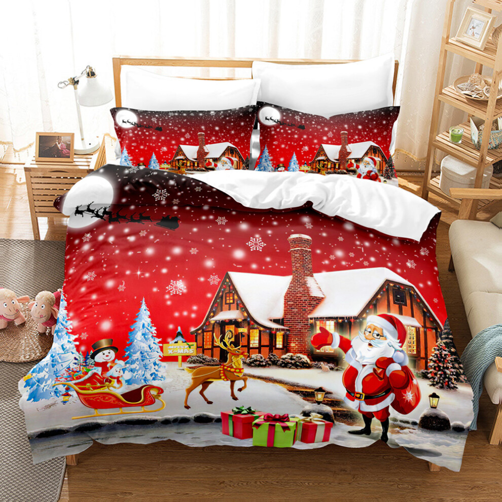 (Char G01, King 240*220cm) Christmas Theme Bedding Set Double Single Duvet Covers And Pillowcases