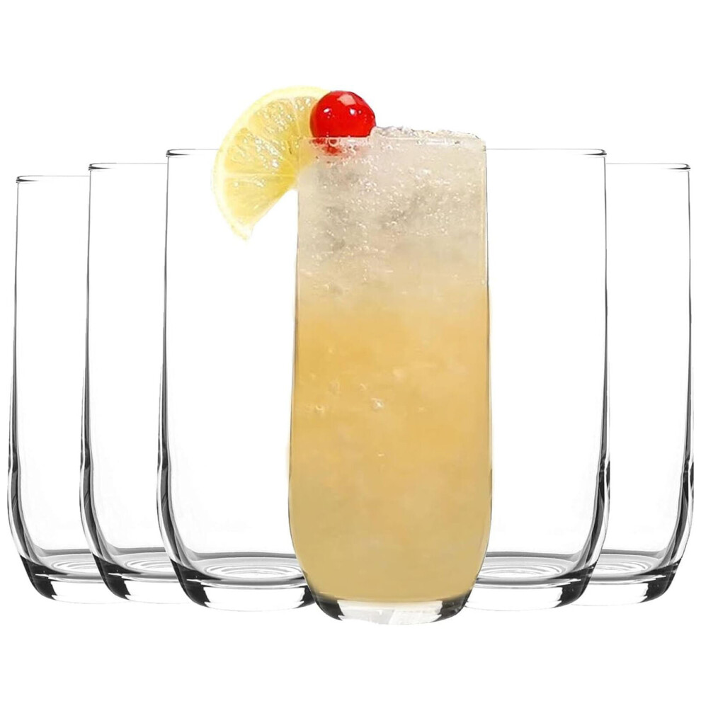 6 Pcs Tall Highball Queensway Drinking Glasses 415ml