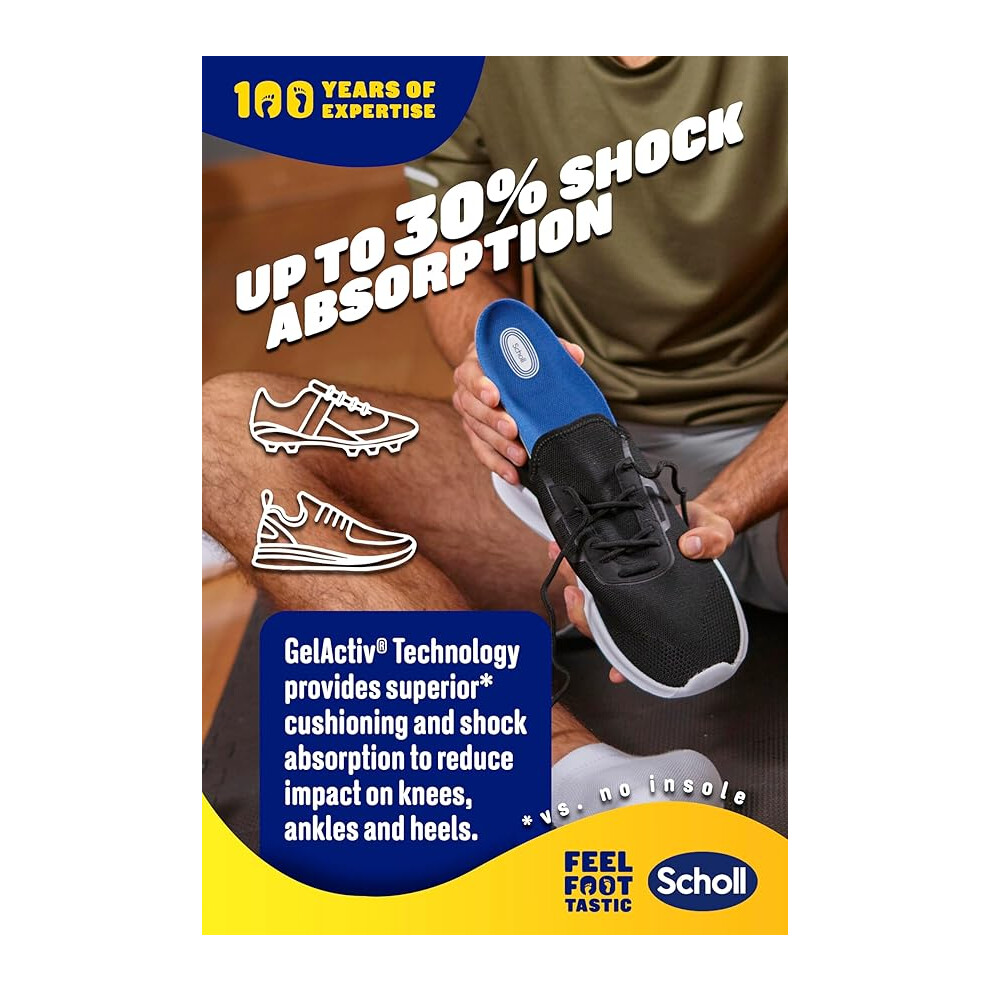 Scholl Insoles Men's Sport Gel Active UK Shoe Size 7-12