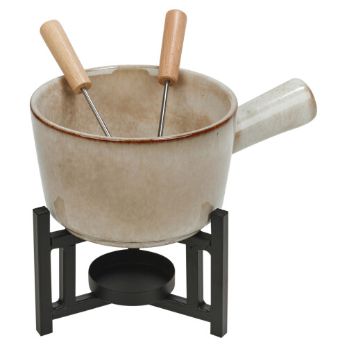 URBN-CHEF Ceramic Chocolate/Cheese Fondue Set Melting Pot with 2 Fruit Forks 1