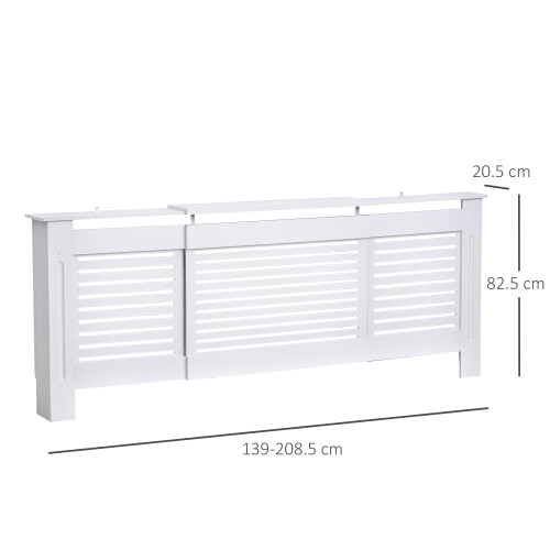 Homcom HOMCOM Extendable Radiator Cover Cabinet Slatted Design MDF White Home Office 1