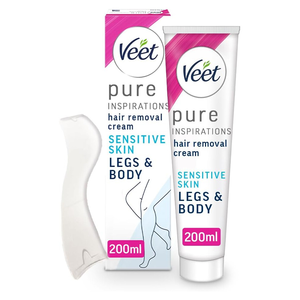 Veet Pure Hair Removal Cream Legs Body Sensitive Skin,1 Spatula, 200ml