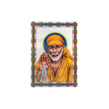 (8"x12") Shirdi Sai Baba Aluminium Photo Frame Spiritual Master Traditional Hanging Photo