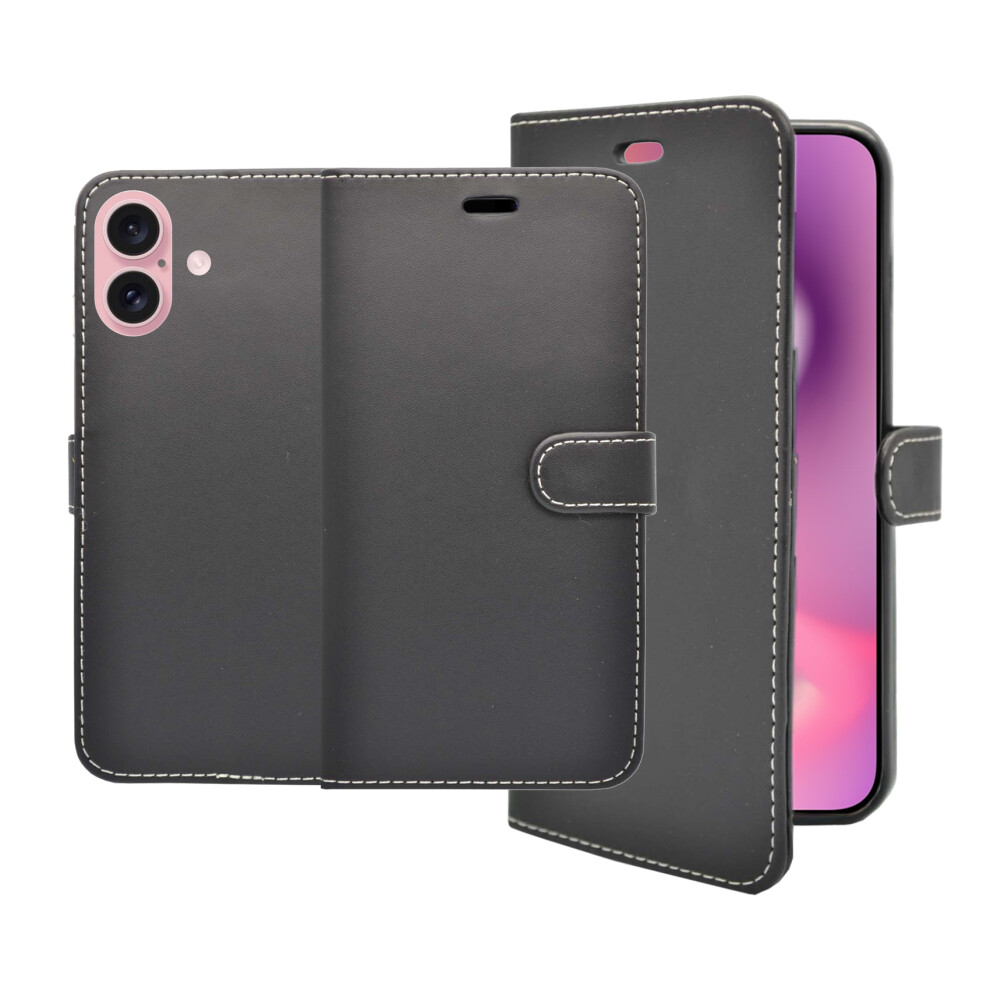 (Black) For Apple Iphone 16 Wallet Flip Pu Leather Card Slot Pouch Case Black 3476642060875