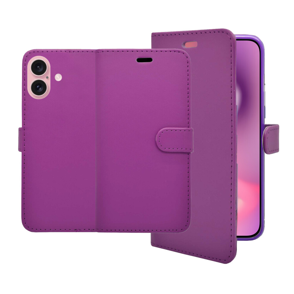 (Purple) For Apple Iphone 16 Wallet Flip Pu Leather Card Slot Pouch Case Purple 3476642941716