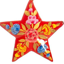 (Red) Kashmiri Papier Mache Floral Star - Assorted
